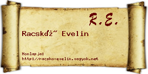 Racskó Evelin névjegykártya